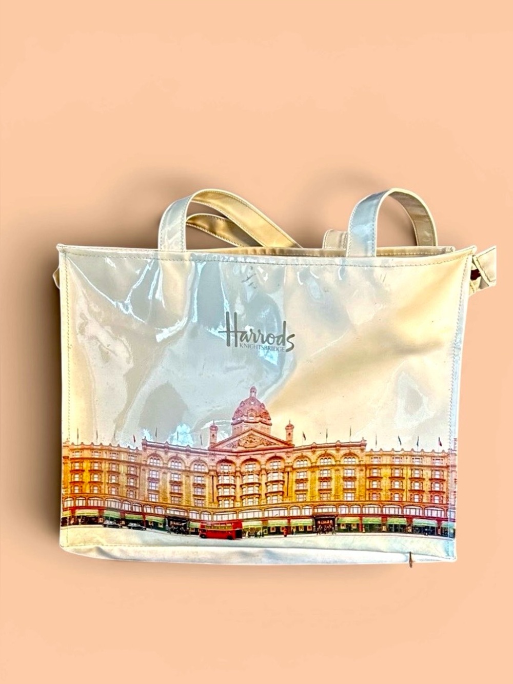 HARRODS of KNIGHTSBRIDGE Vintage Patent Purse Tote. Original & Authentic.